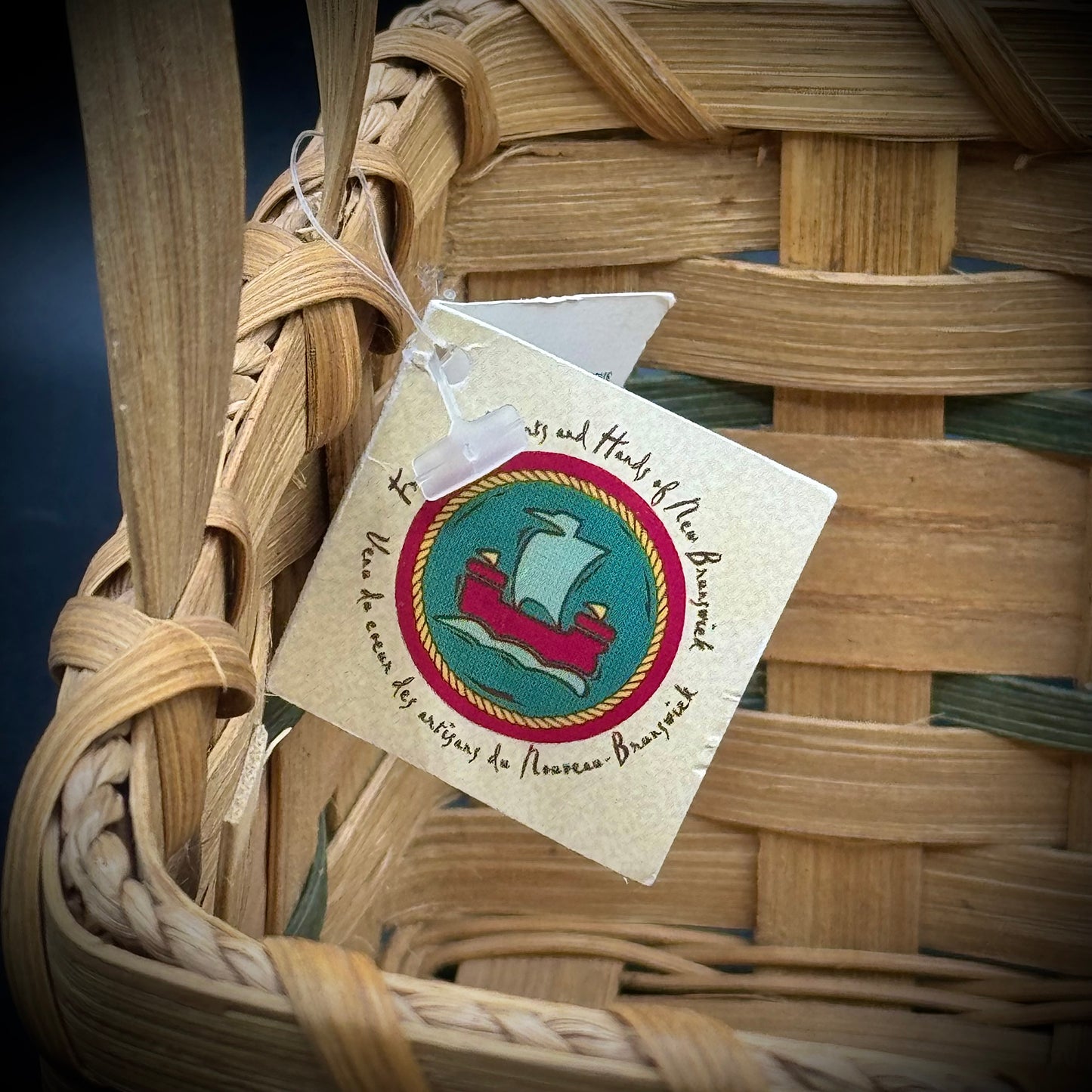 New with Tag New Brunswick Canada Hand Woven Basket
