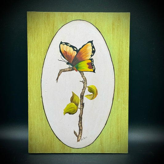 Artist JoAnn Ehlers Original Butterfly on Branch Painting on Wood