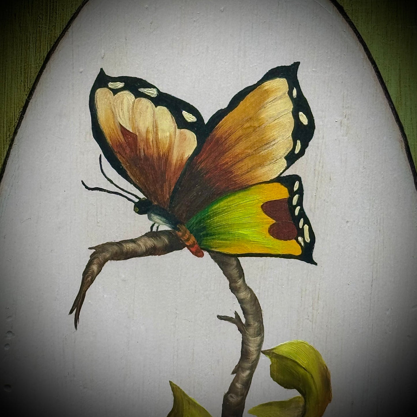 Artist JoAnn Ehlers Original Butterfly on Branch Painting on Wood