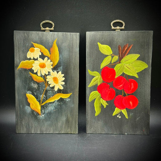 Set of 2 Original Paintings on Wood by Artist JoAnn Ehlers