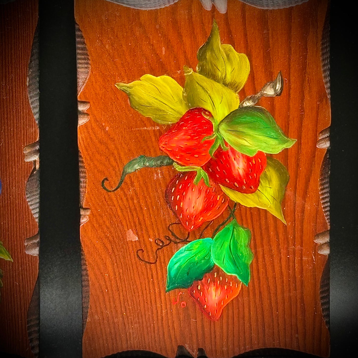 Set if 3 Original Fruit Motif Paintings on Wood by Artist JoAnn Ehlers