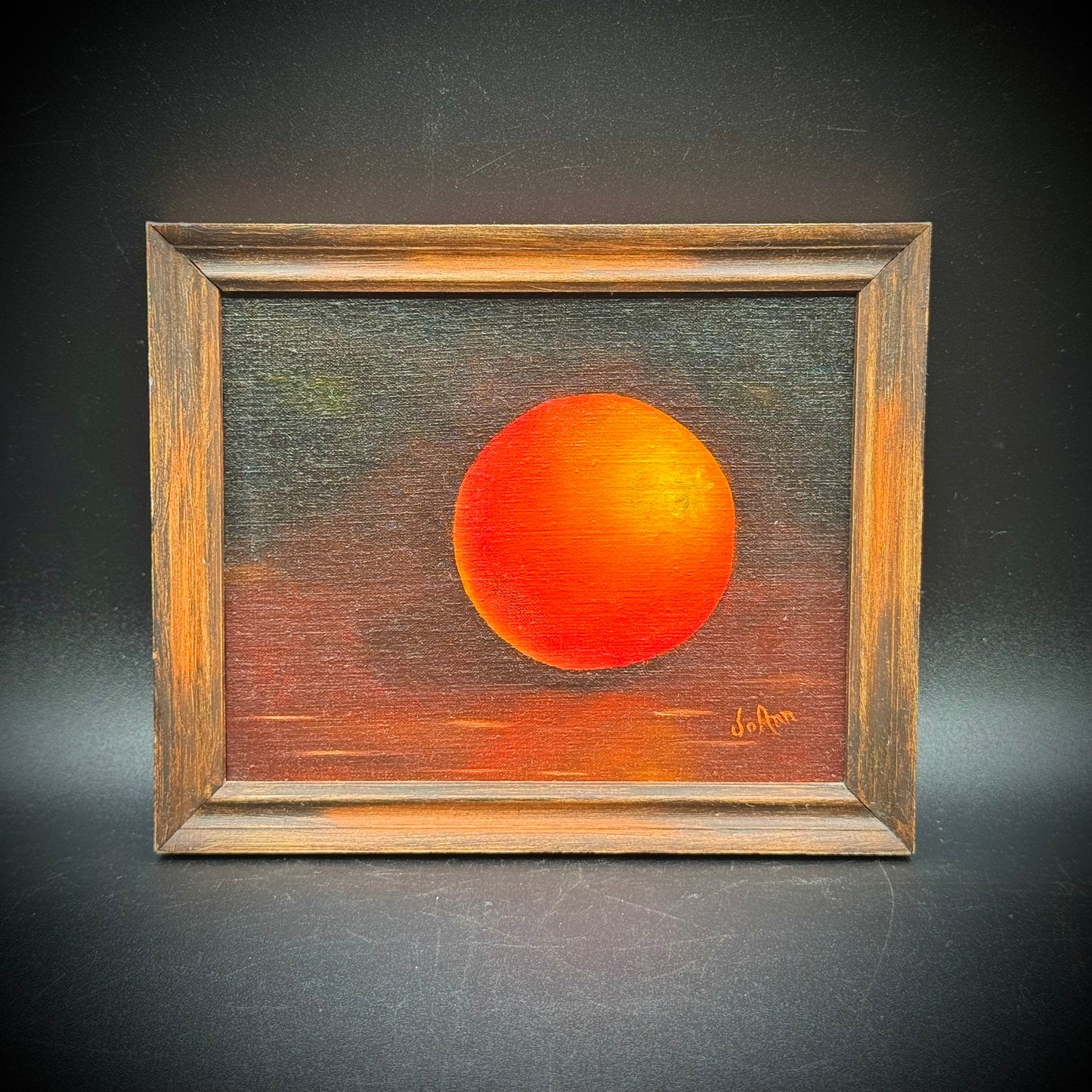 Artist JoAnn Ehlers Framed Original Orange Painting on Board