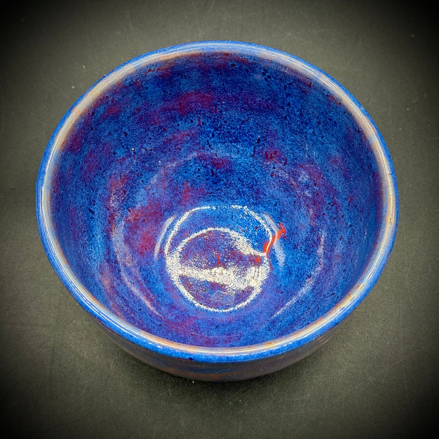 Blue Orange Glazed Hand Thrown Artist Signed Pot