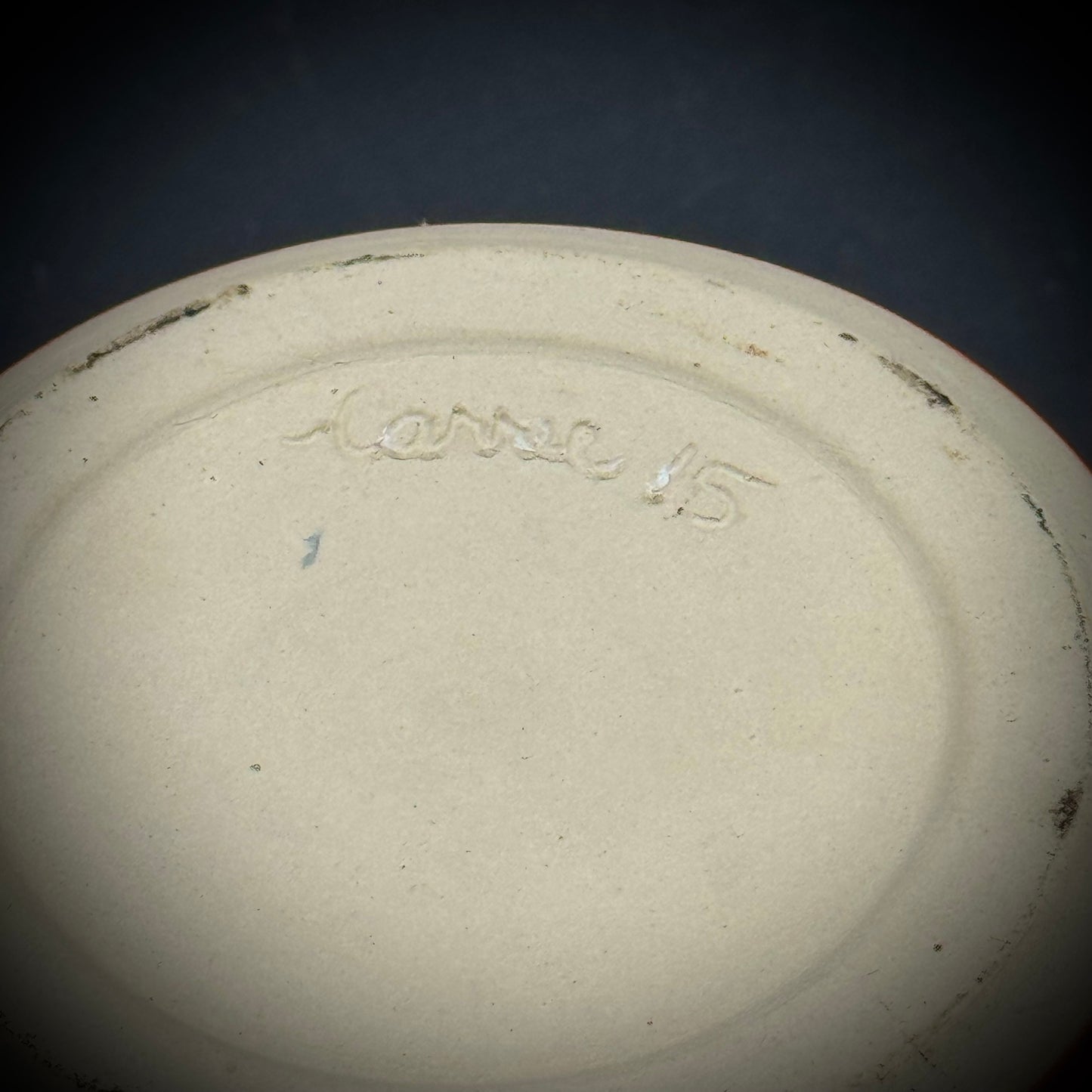 Blue Orange Glazed Hand Thrown Artist Signed Pot