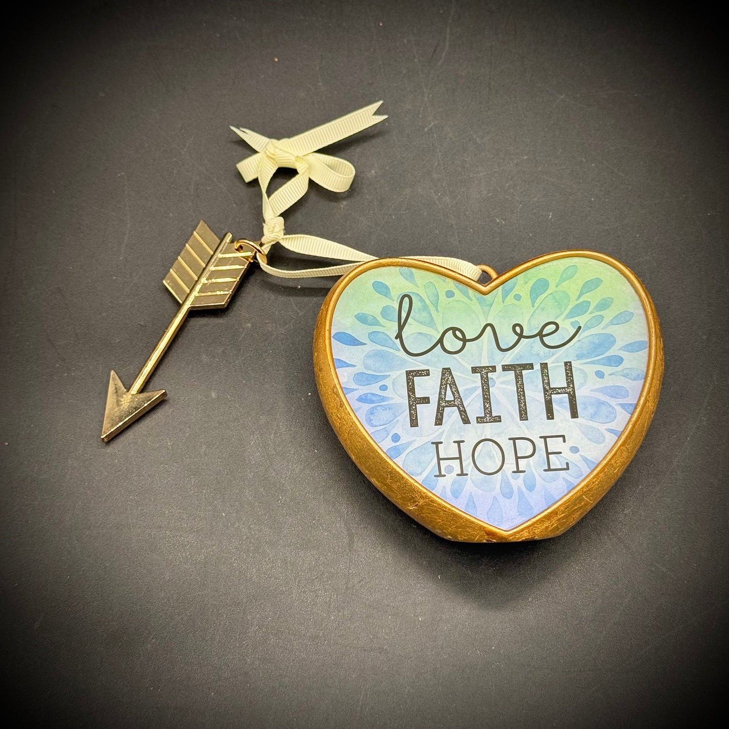 Love Faith Hope Standing Heart Display