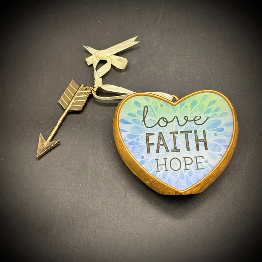 Love Faith Hope Standing Heart Display