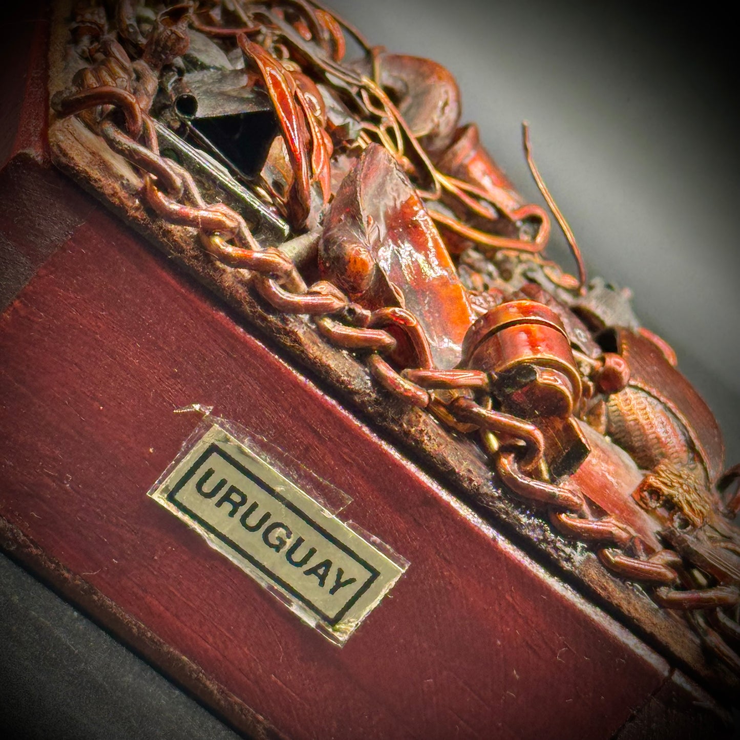 Dense Copper Folk Art Assemblage Trinket Box Made in Uruguay