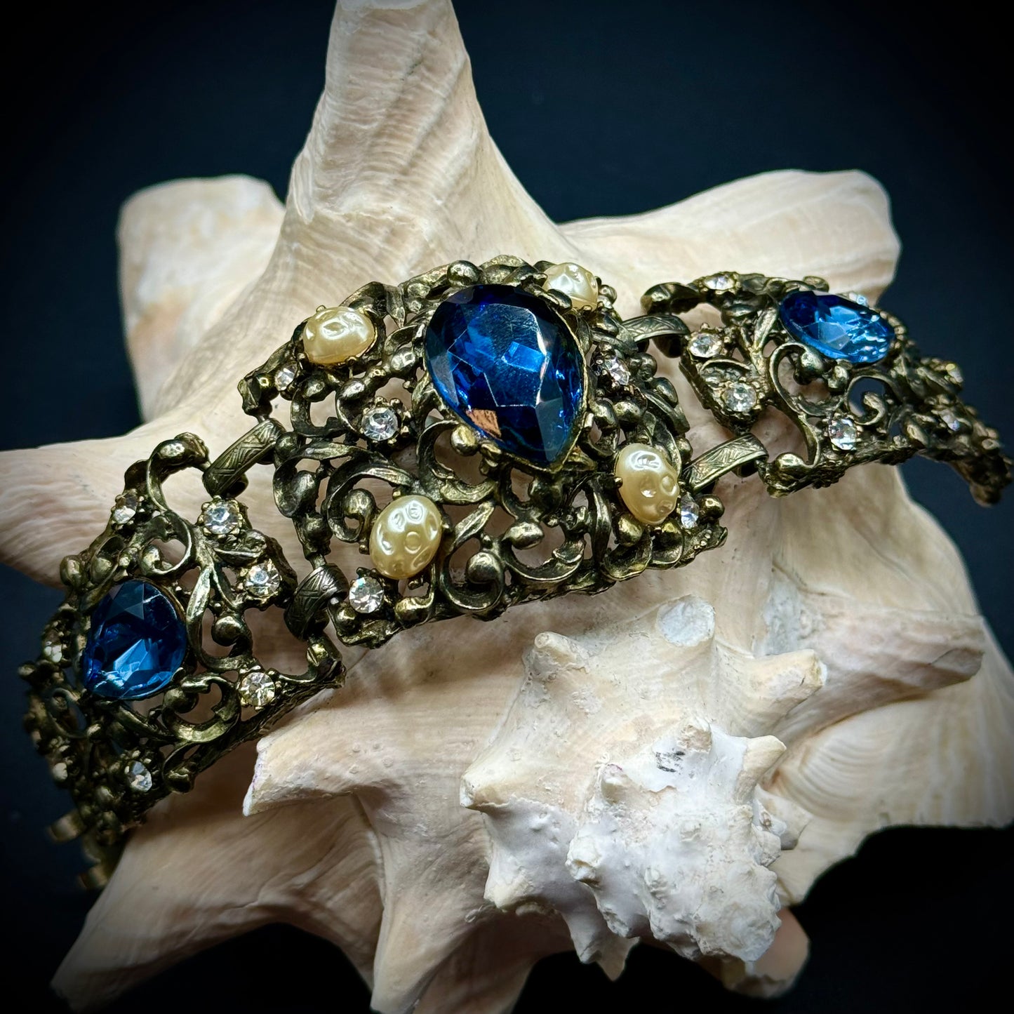 Ornate Vintage Rhinestone Bracelet