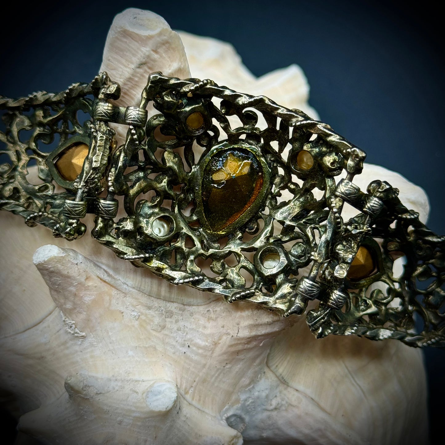 Ornate Vintage Rhinestone Bracelet