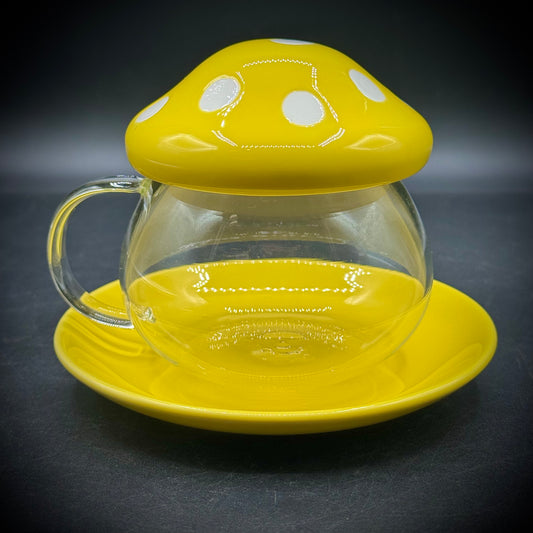 Whimsical 3-Piece Mushroom Lidded Tea Set
