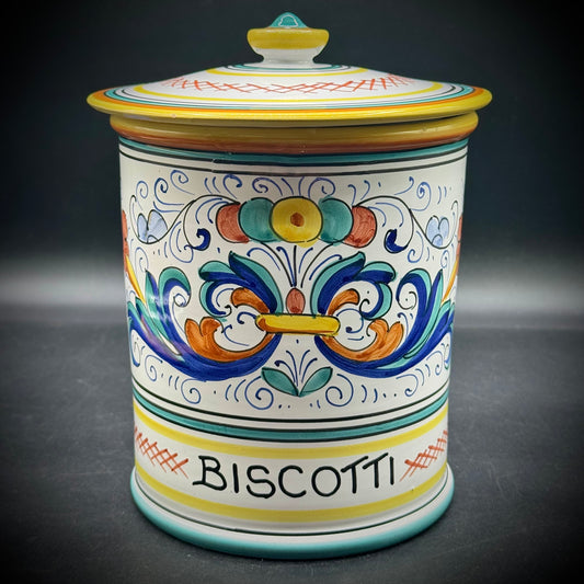 Deruta Italian Ceramic Lidded Biscotti Container