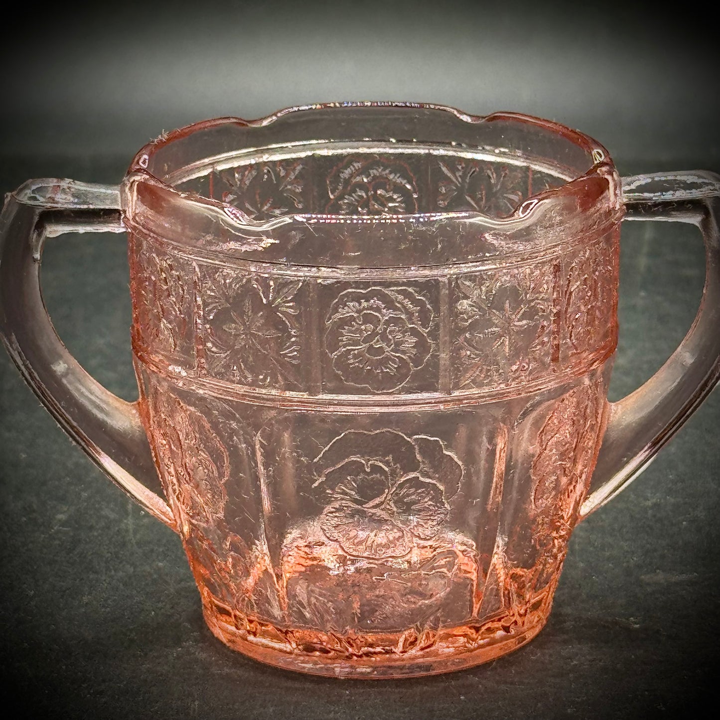 Vintage Jeanette Pink Depression Glass Small Sugar & Creamer