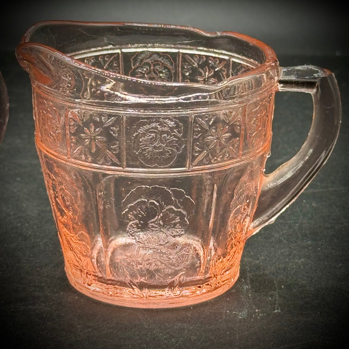 Vintage Jeanette Pink Depression Glass Small Sugar & Creamer