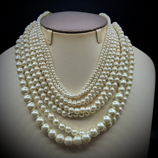 New w/Tags One Wink 8-Strand Vintage Faux Pearl Necklace