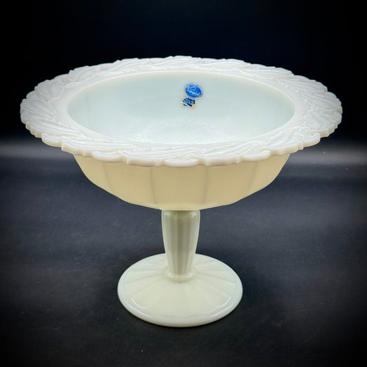 Vintage Imperial Milk Glass Large Compote with Original Label