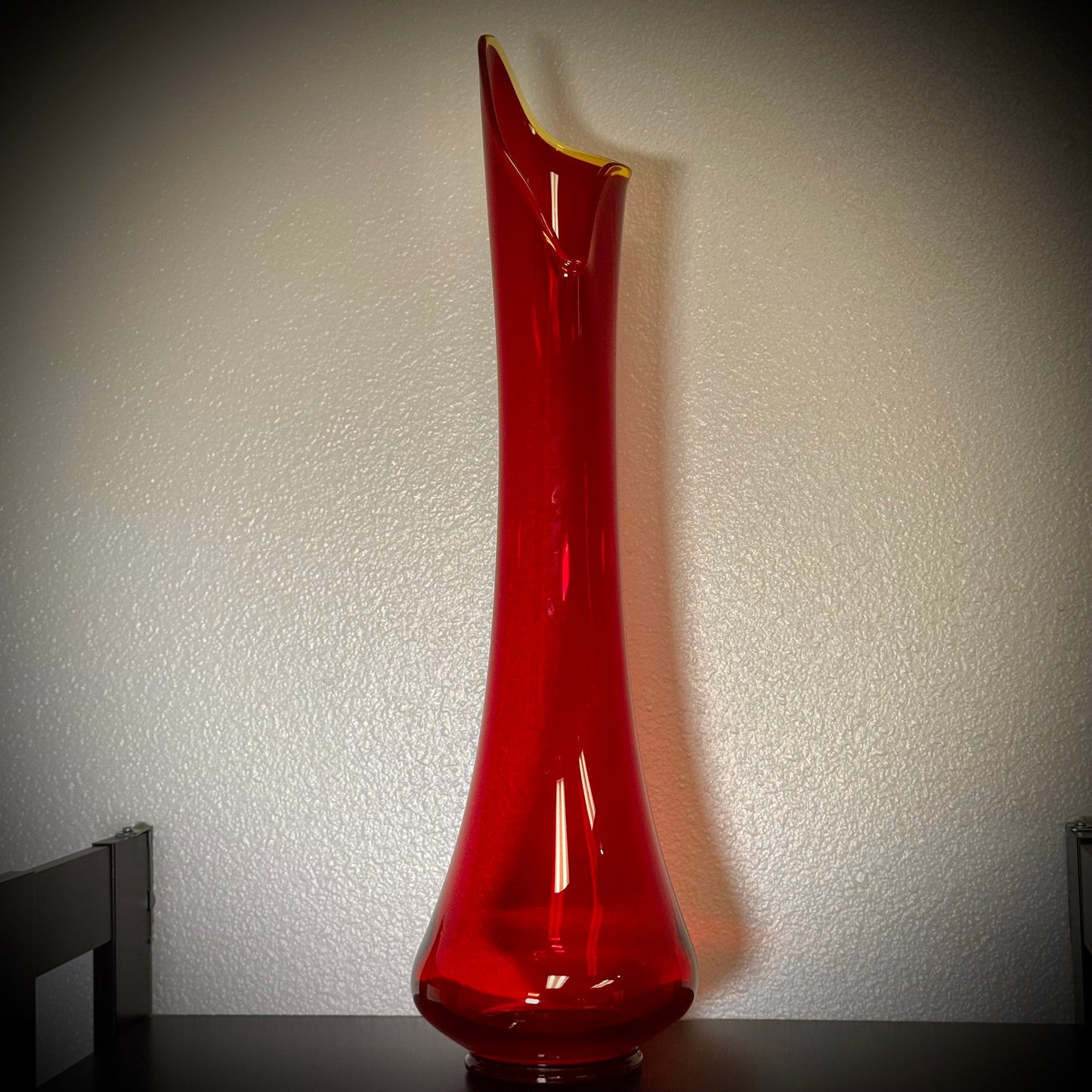 Exquisite Giant Amberina Swung Vase