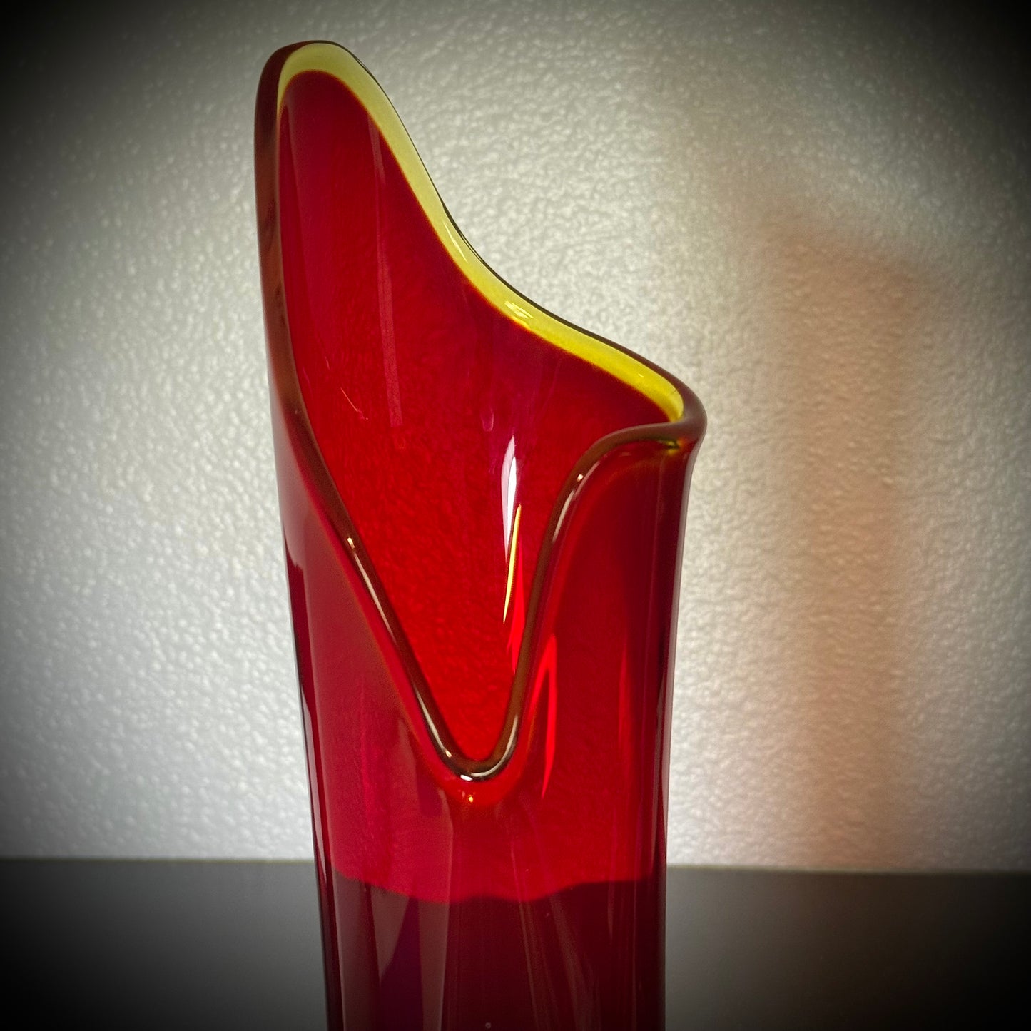 Exquisite Giant Amberina Swung Vase