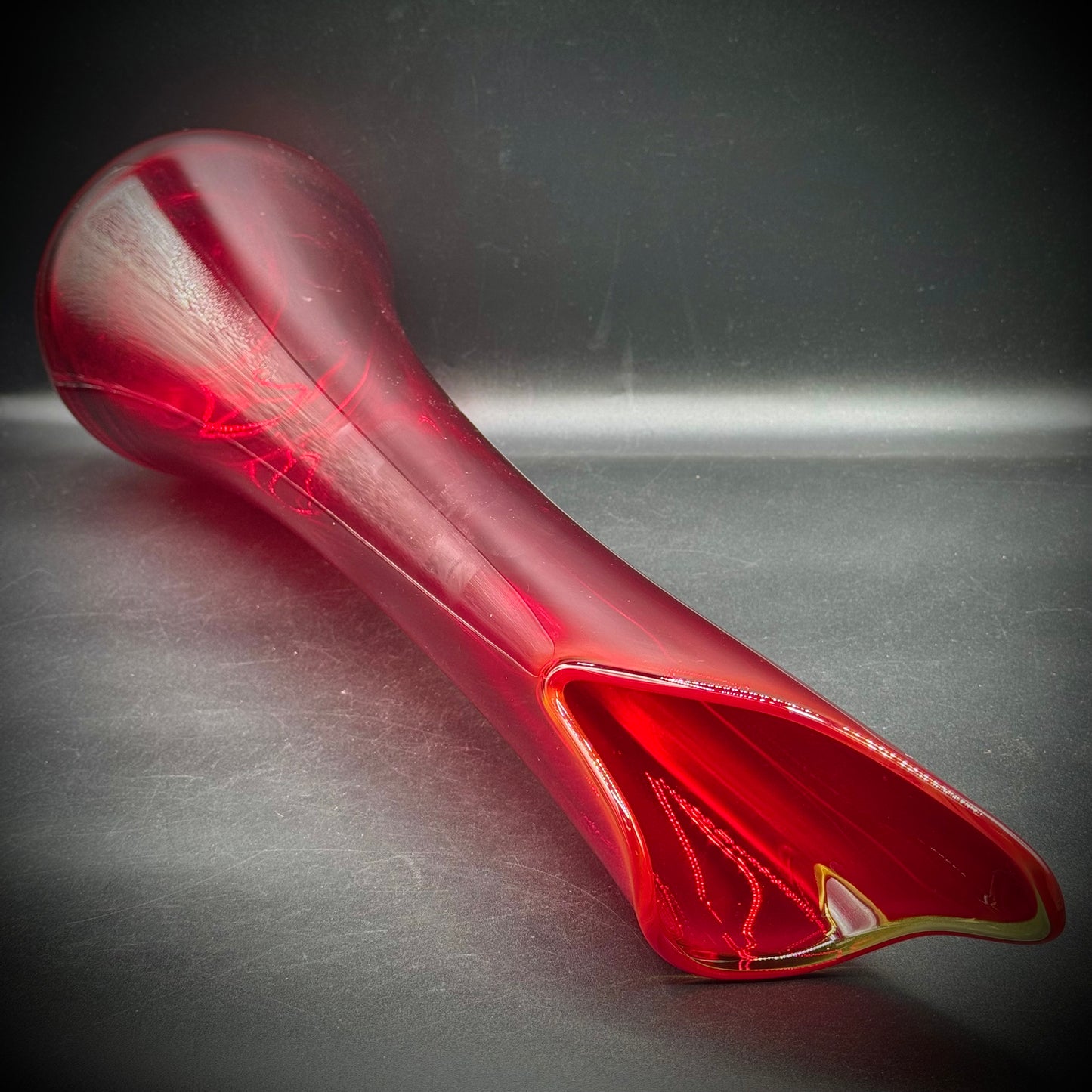 Exquisite Giant Amberina Swung Vase