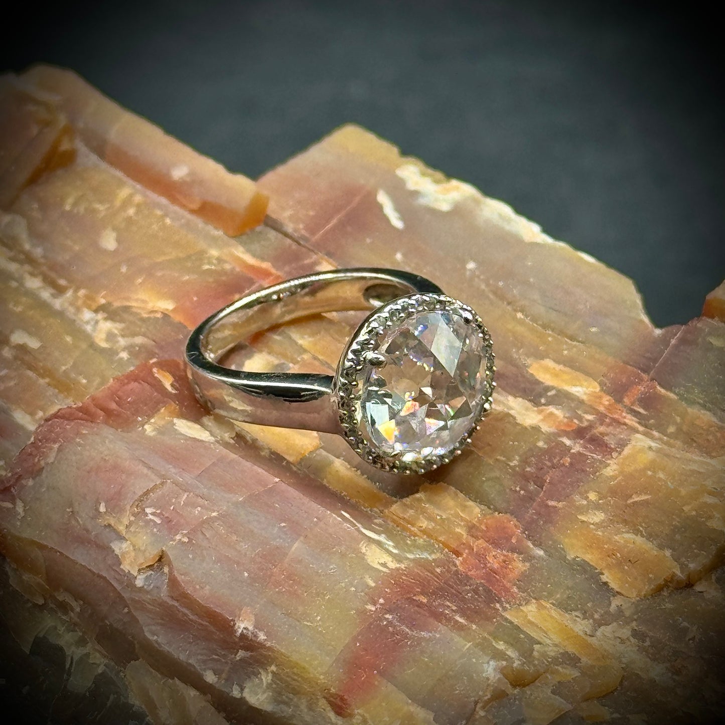 Sterling Silver .925 Ring with Faceted Stone