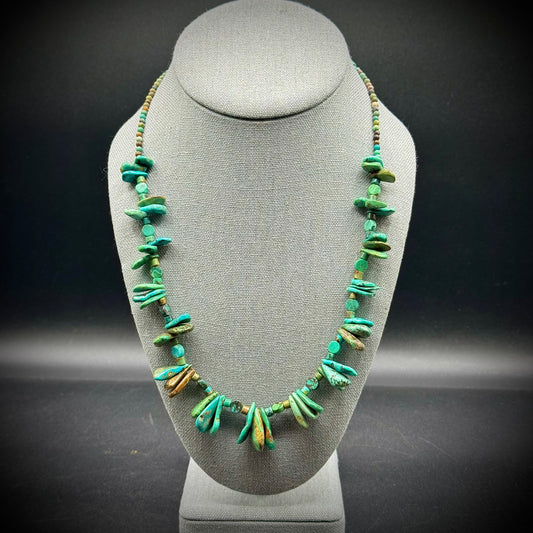 Fantastic Turquoise and Bead Necklace with .925 Sterling Silver Closure