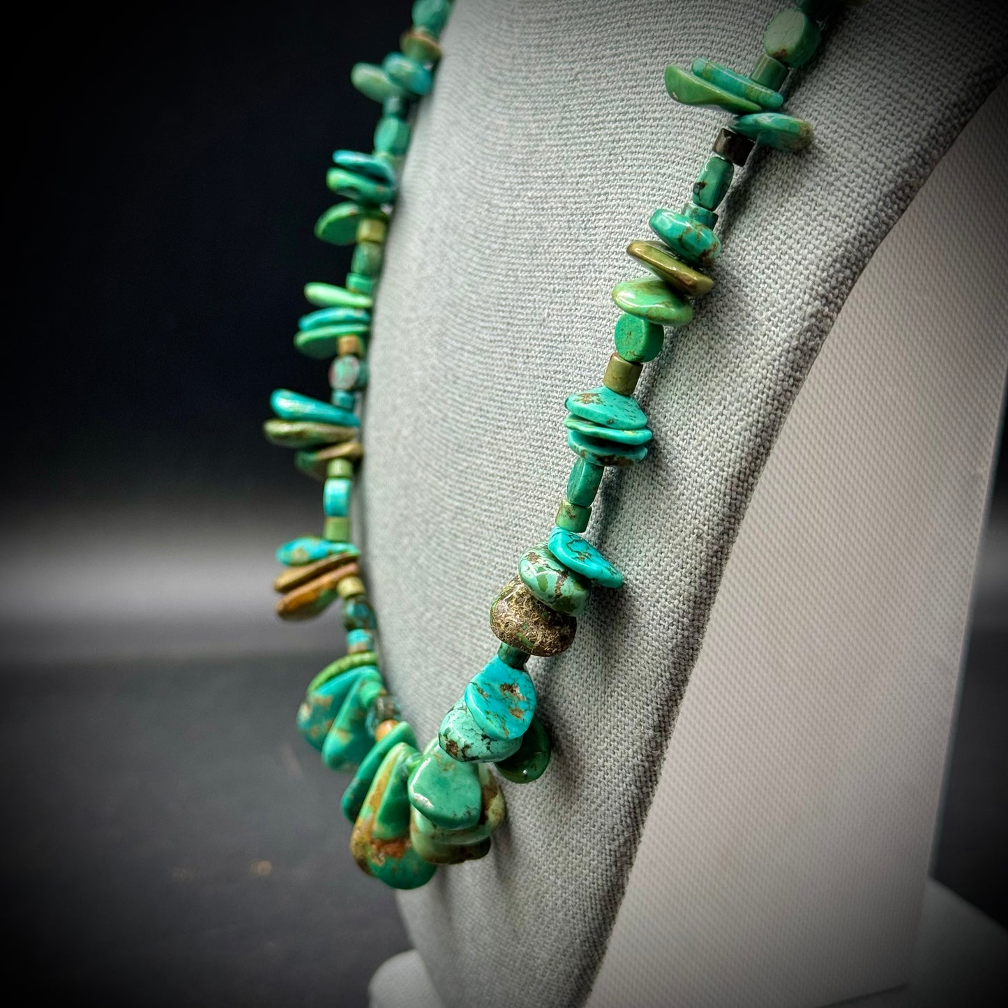 Fantastic Turquoise and Bead Necklace with .925 Sterling Silver Closure