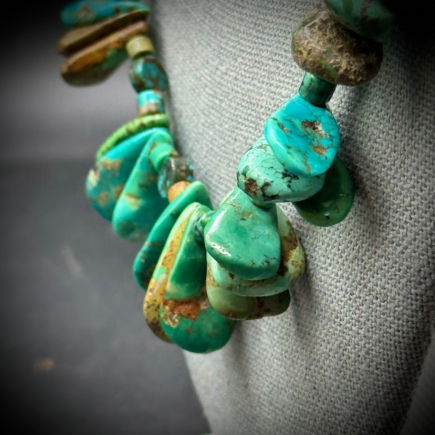 Fantastic Turquoise and Bead Necklace with .925 Sterling Silver Closure