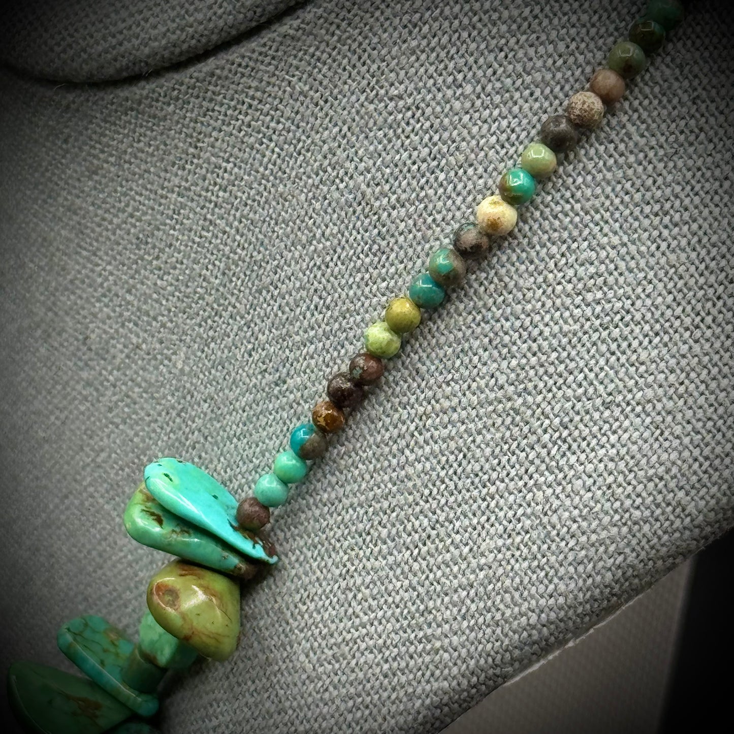 Fantastic Turquoise and Bead Necklace with .925 Sterling Silver Closure