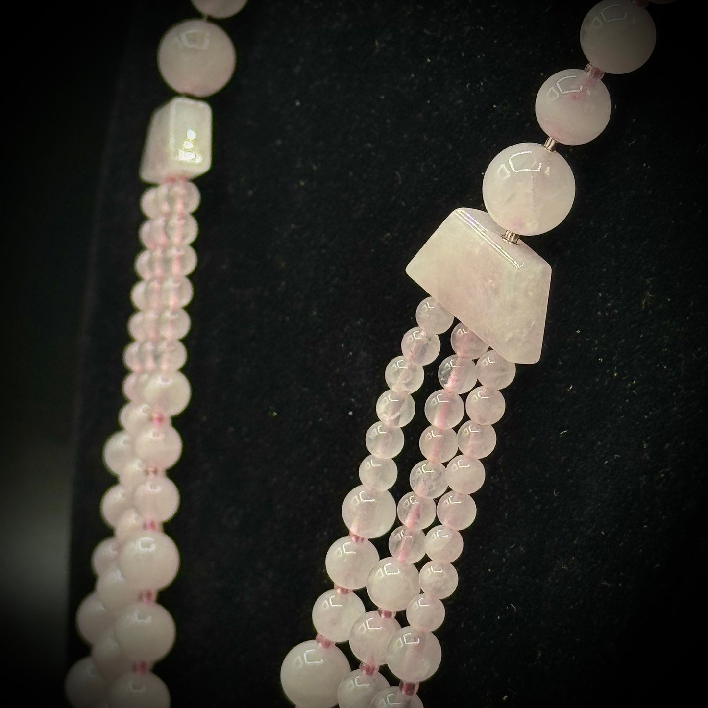 Multi-Strand Rose Quartz Graduated Bead Necklace