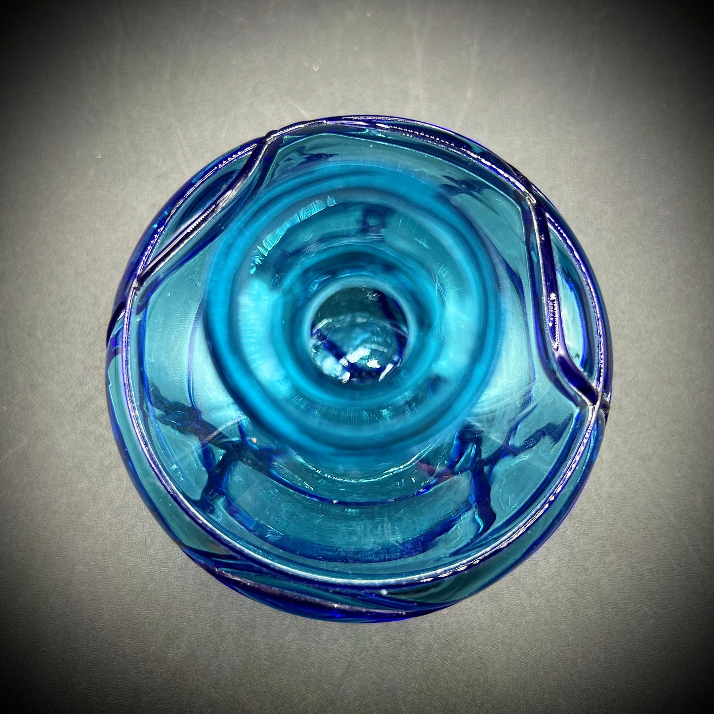 Hand Blown Blue Art Glass Vase