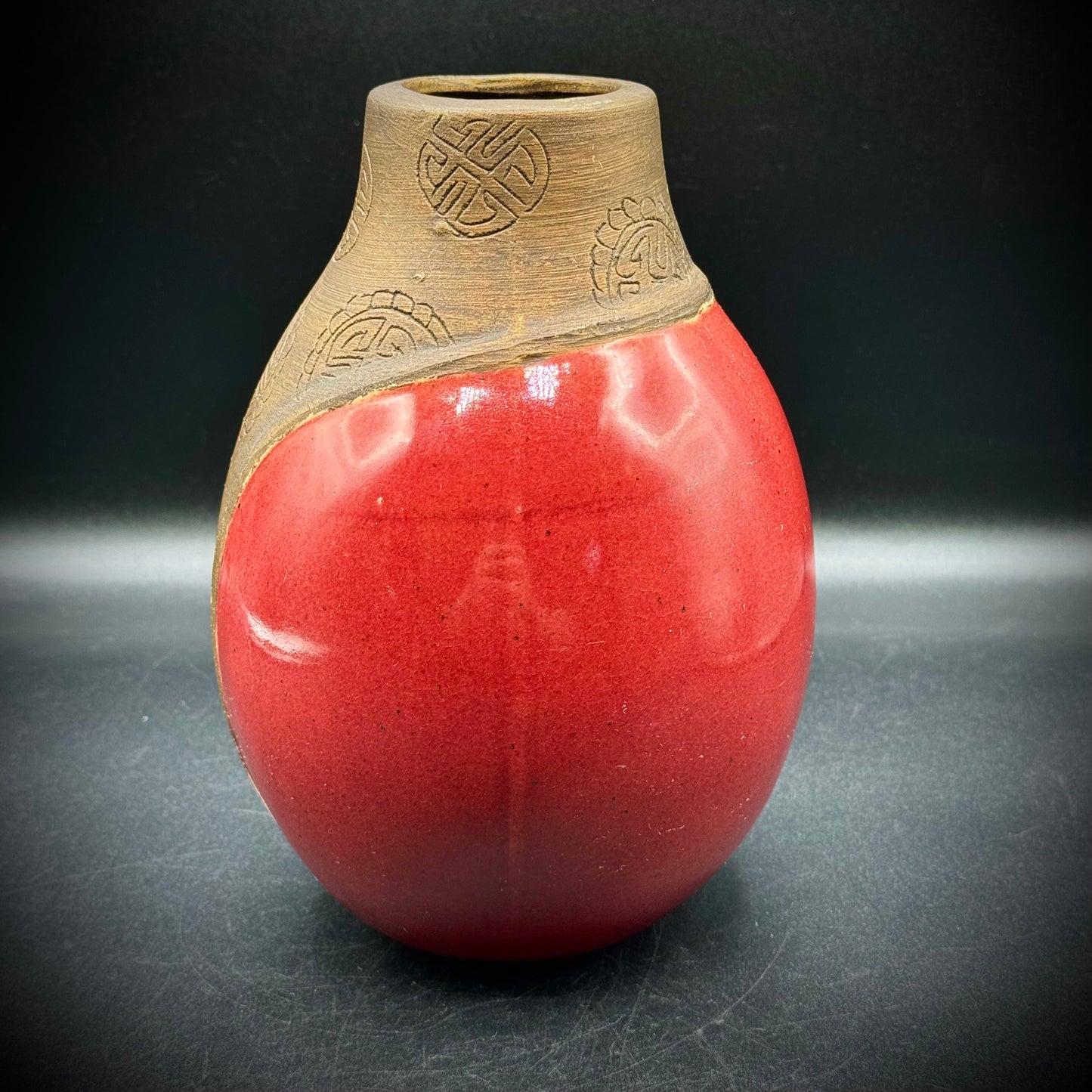 Vintage Asian Motif Art Studio Vase