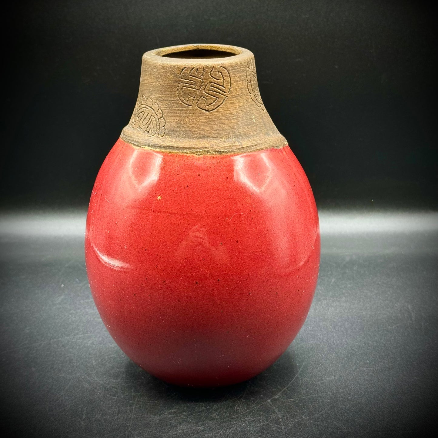 Vintage Asian Motif Art Studio Vase
