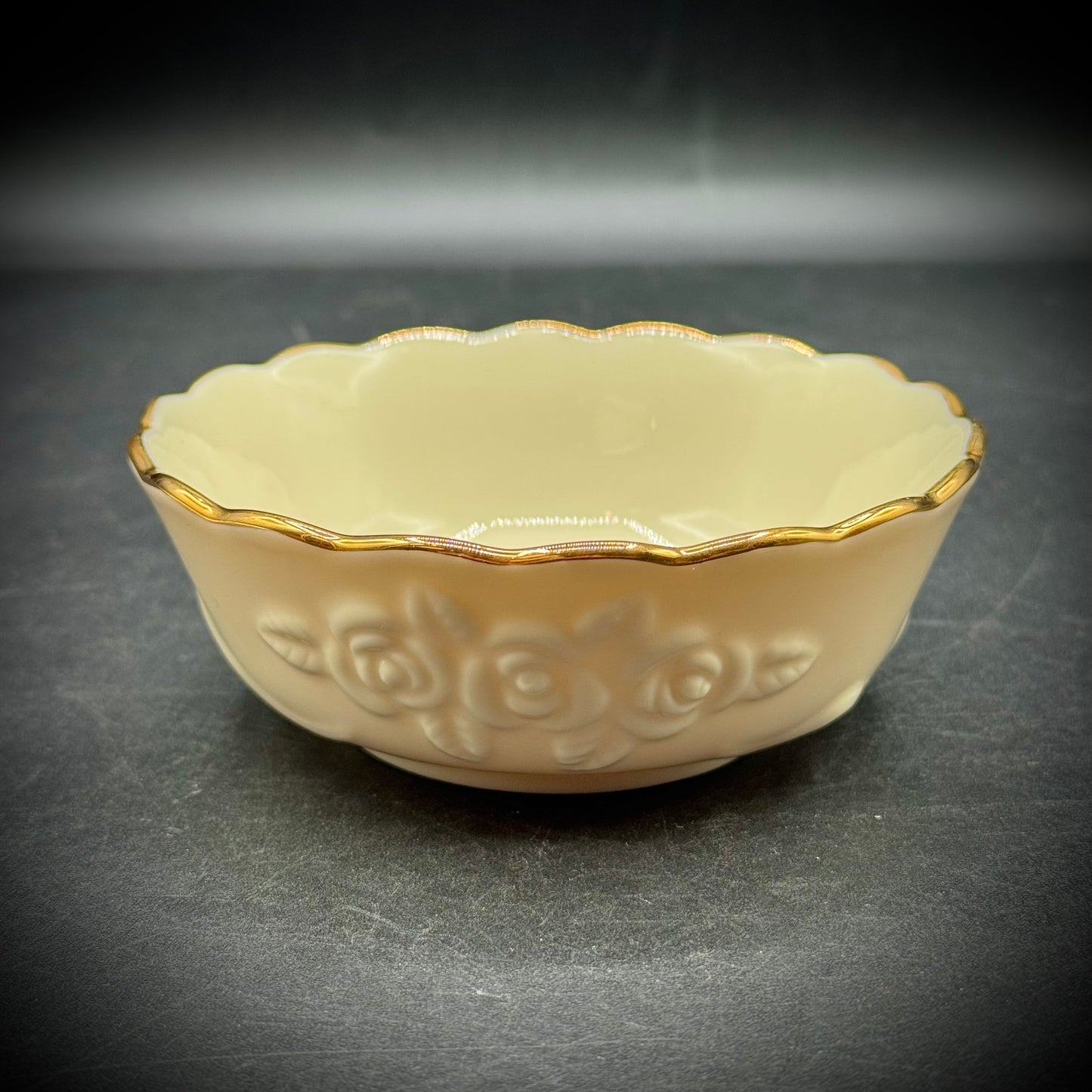 Vintage Lenox USA Small Round Rose Motif Candy Dish