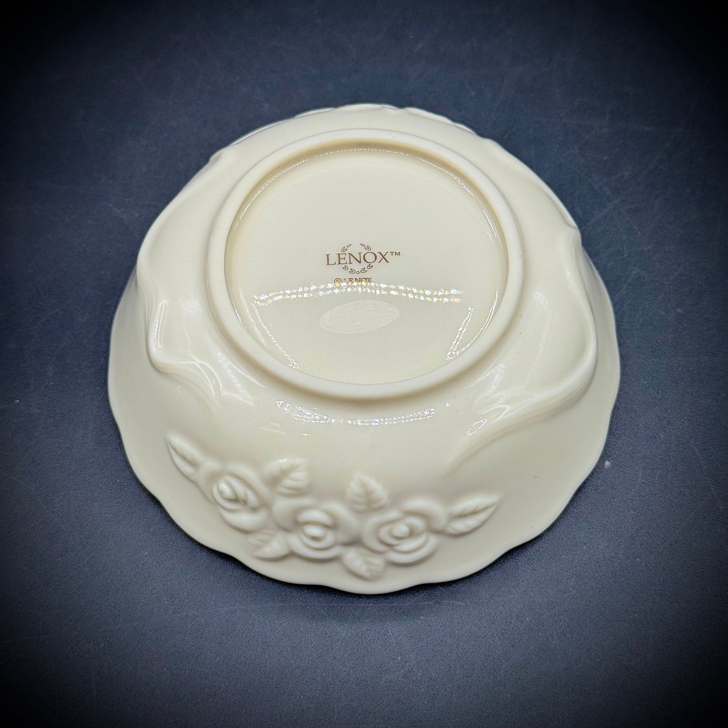 Vintage Lenox USA Small Round Rose Motif Candy Dish