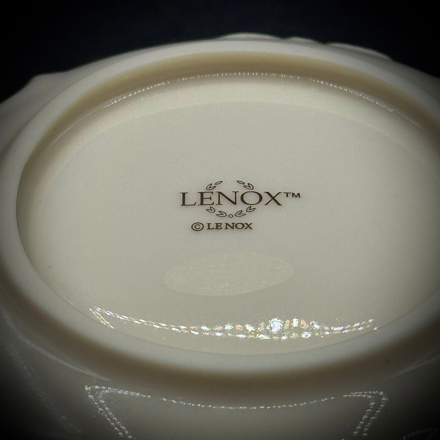 Vintage Lenox USA Small Round Rose Motif Candy Dish