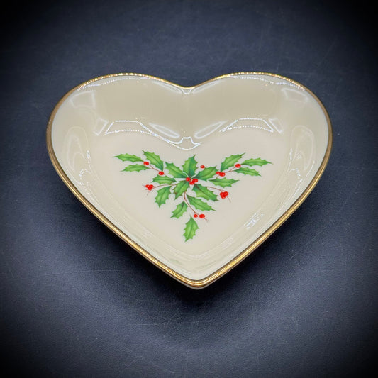 Vintage Lenox USA Holiday Heart Trinket Dish