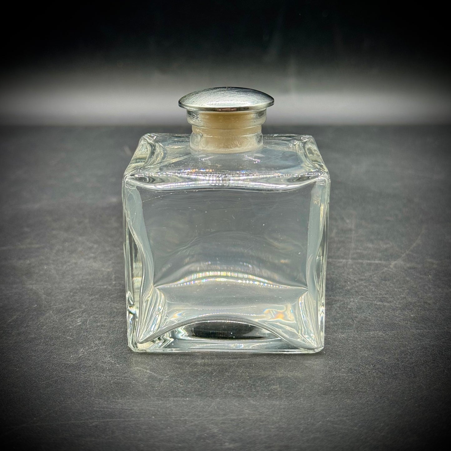 Heavy Glass Ink Well/Dresser Jar with Stopper