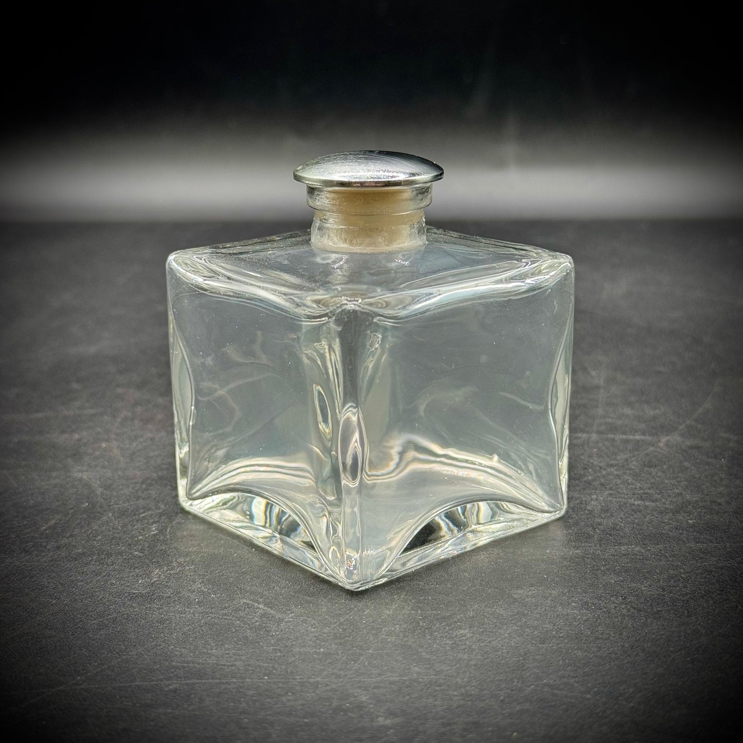 Heavy Glass Ink Well/Dresser Jar with Stopper