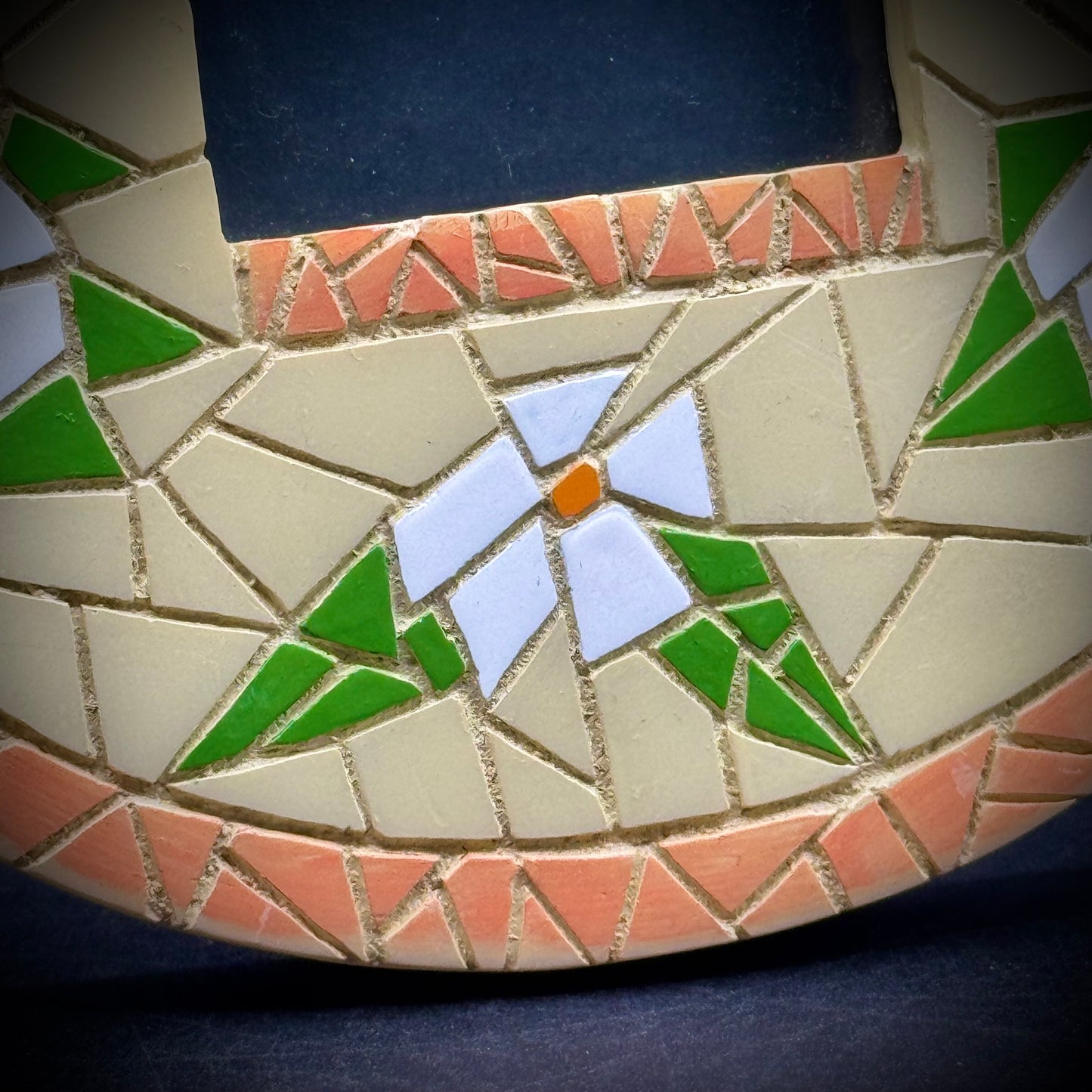 Mosaic Style Flower & Butterfly Round Frame