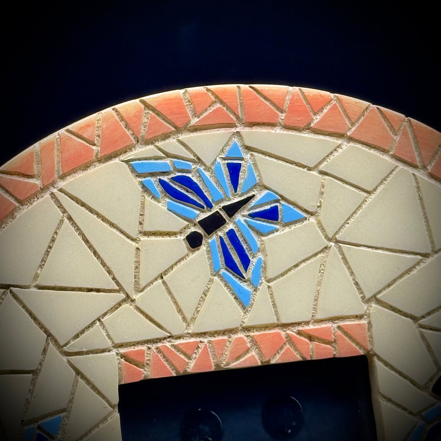 Mosaic Style Flower & Butterfly Round Frame