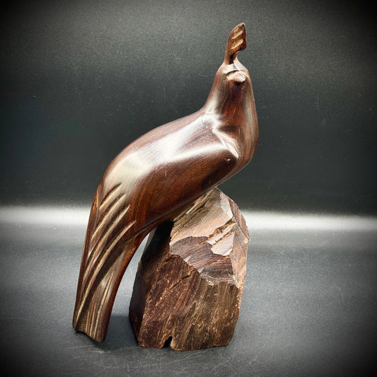 Carved Ironwood Quail Statue