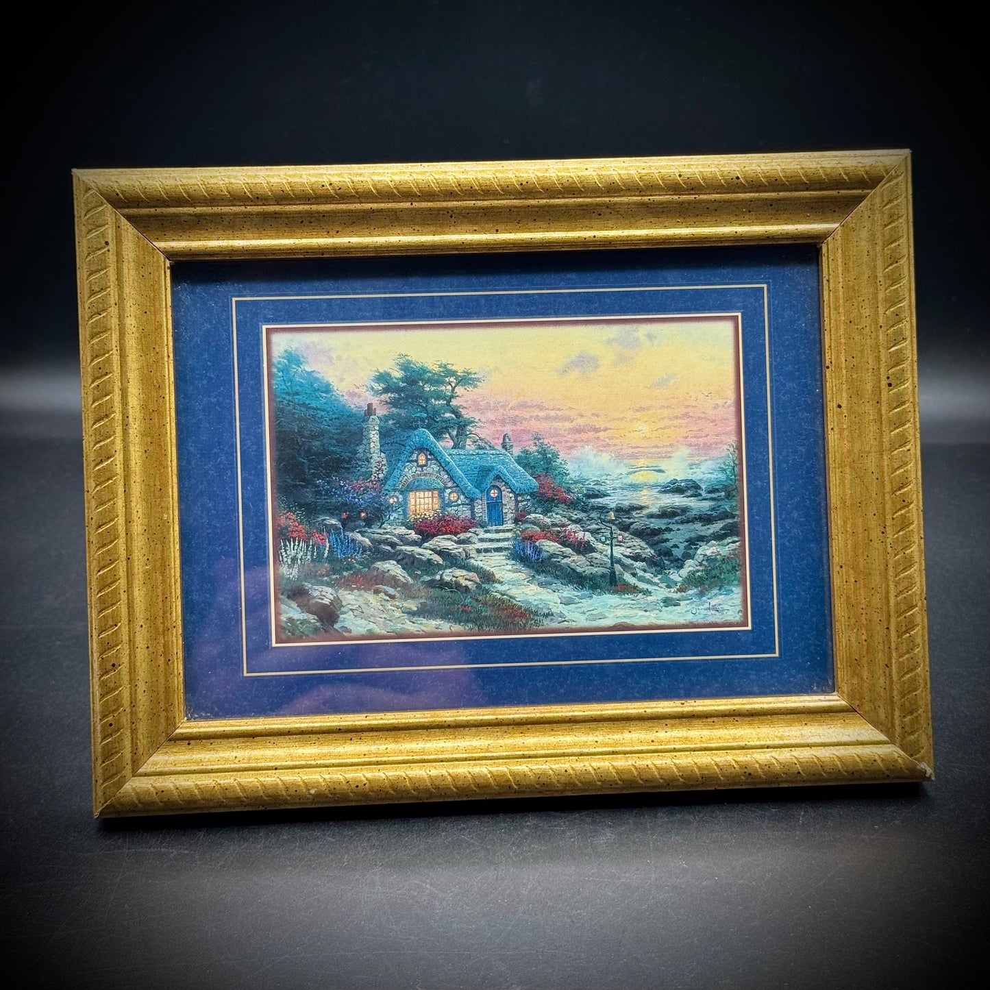 Vintage Thomas Kinkade "Cottage By The Sea" Framed Print