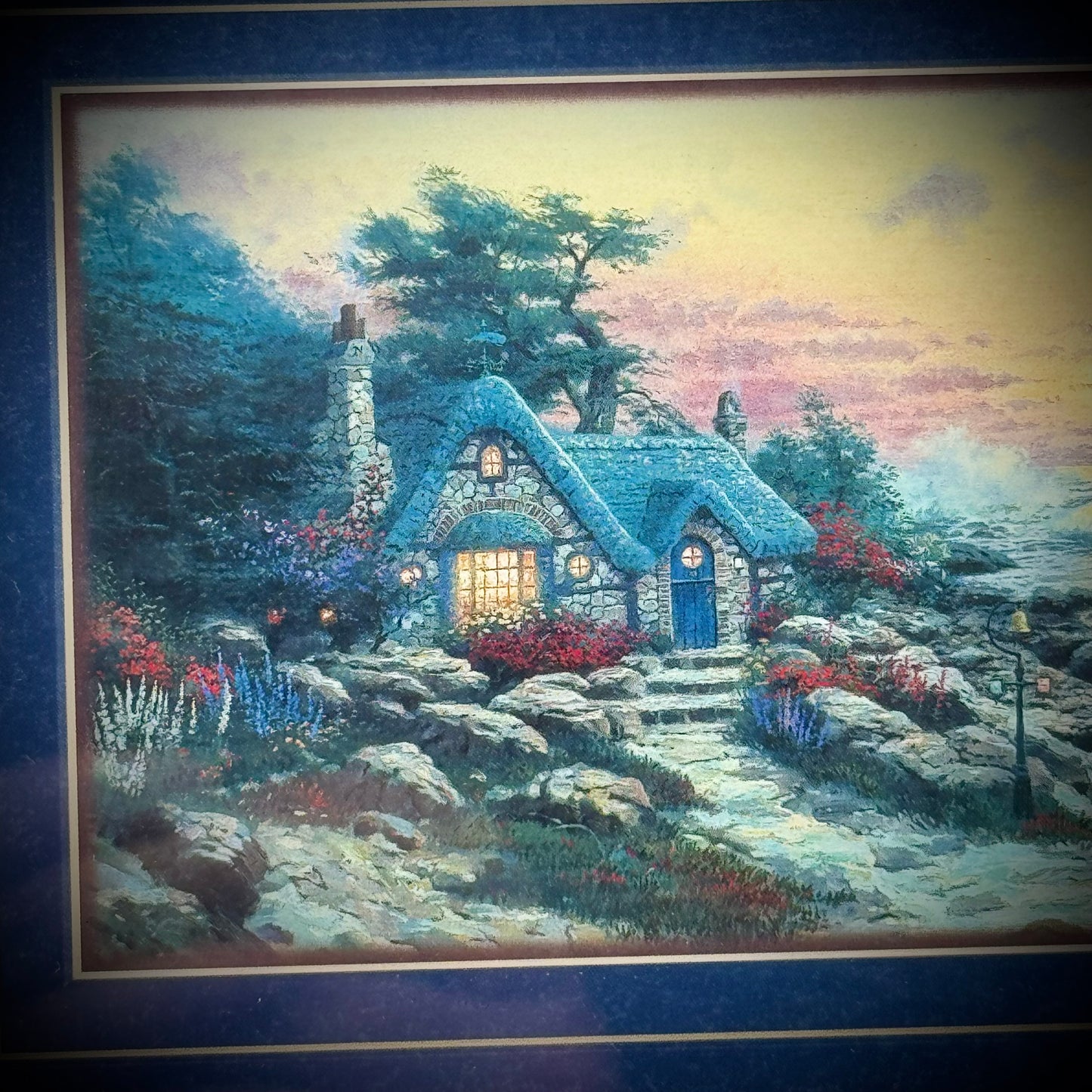 Vintage Thomas Kinkade "Cottage By The Sea" Framed Print