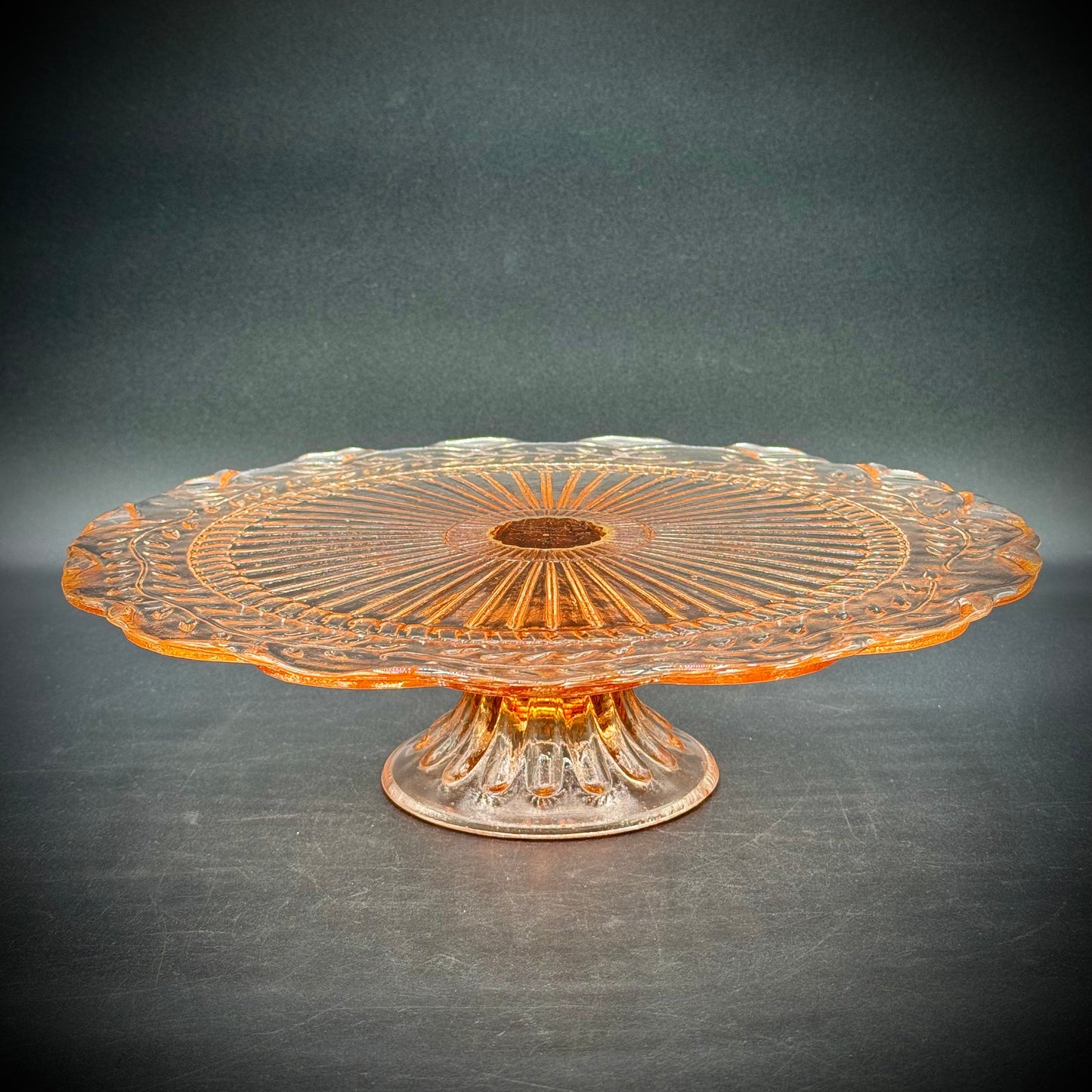 Vintage Pink Depression Glass Cake Stand