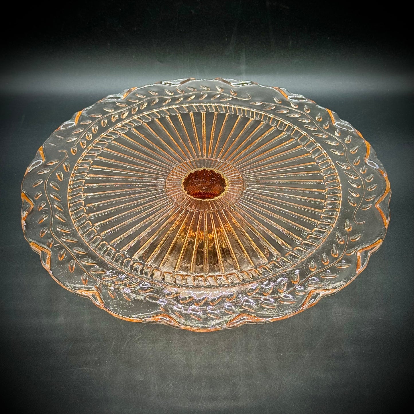 Vintage Pink Depression Glass Cake Stand