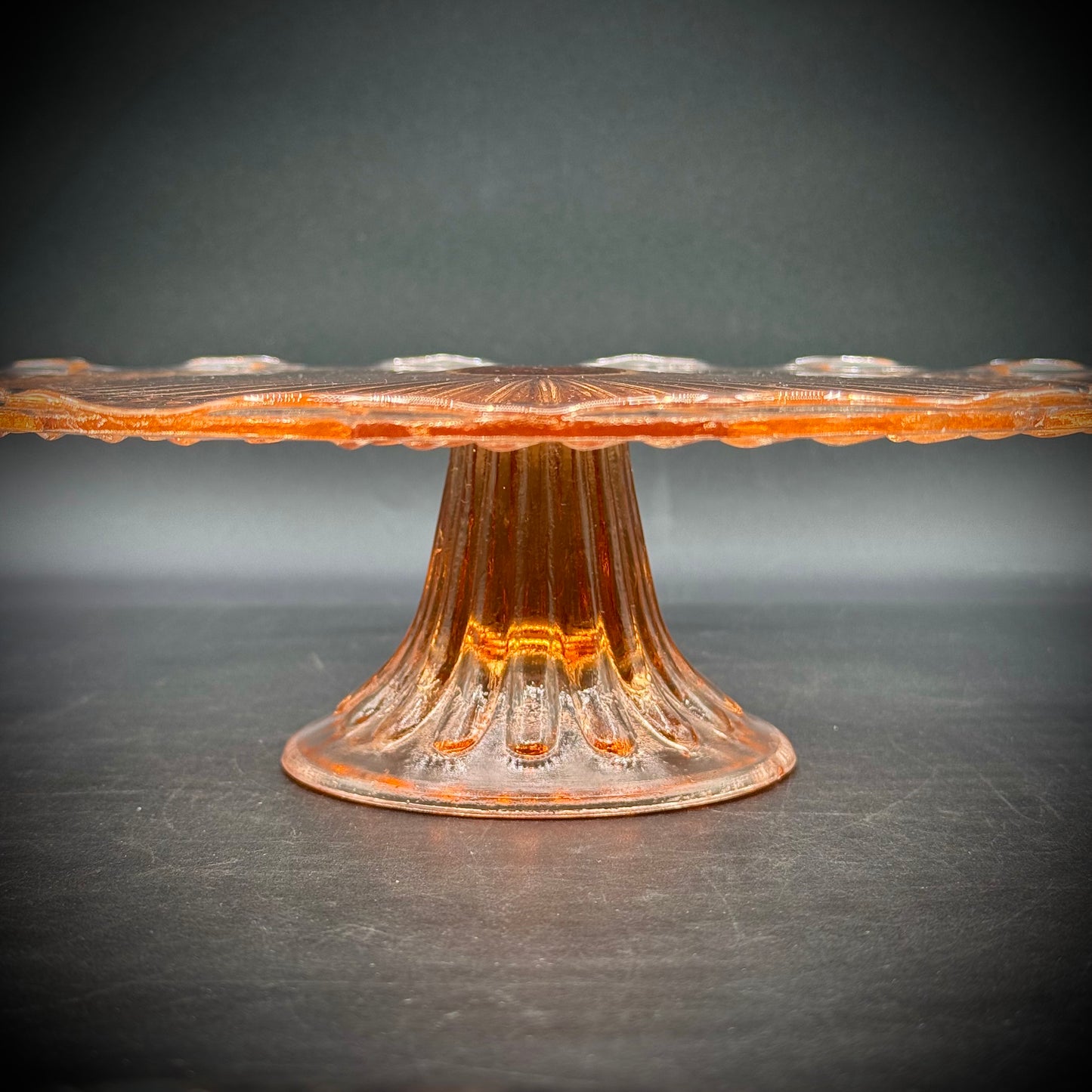Vintage Pink Depression Glass Cake Stand