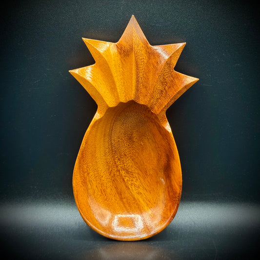 Vintage Waikiki Woods Hawaii Carved Monkey Pod Pineapple Dish