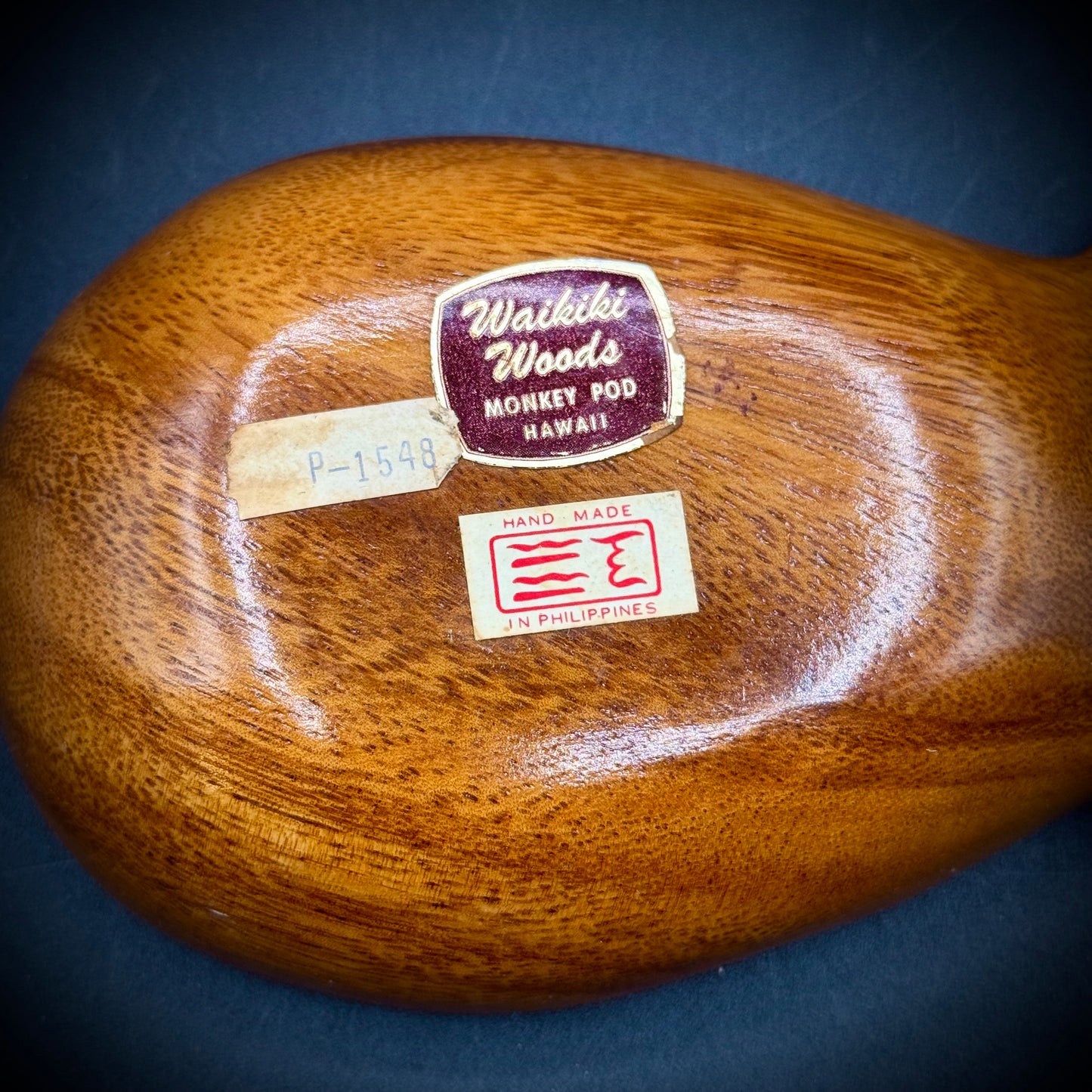 Vintage Waikiki Woods Hawaii Carved Monkey Pod Pineapple Dish