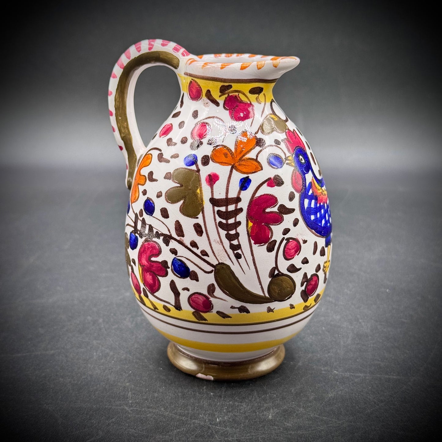 Vintage Majolica Deruta Italy Rooster Creamer