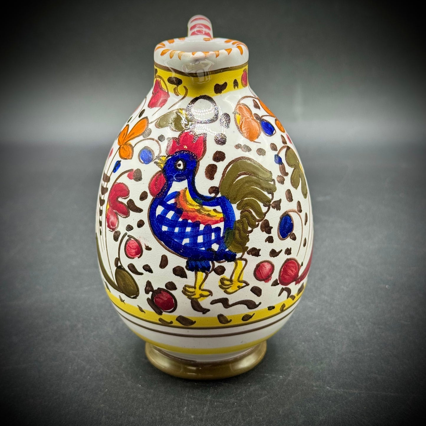 Vintage Majolica Deruta Italy Rooster Creamer