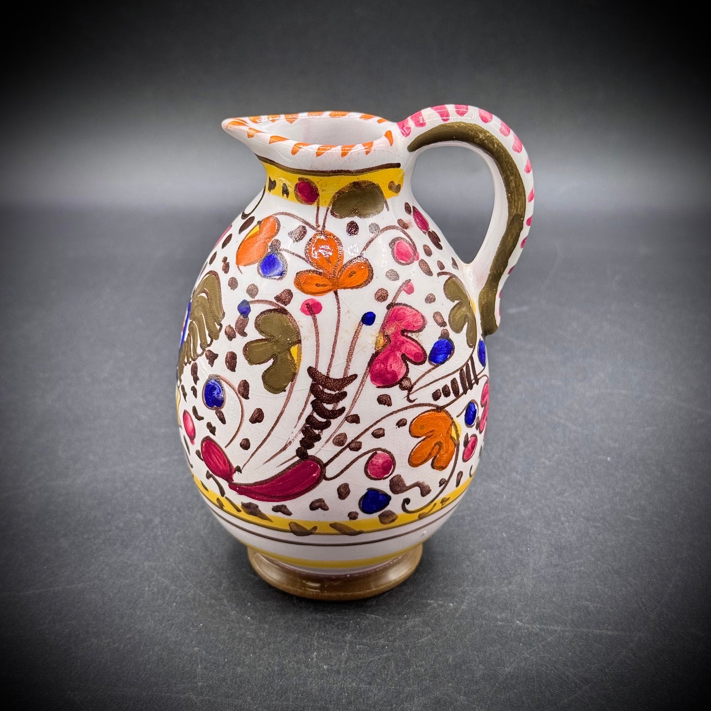 Vintage Majolica Deruta Italy Rooster Creamer